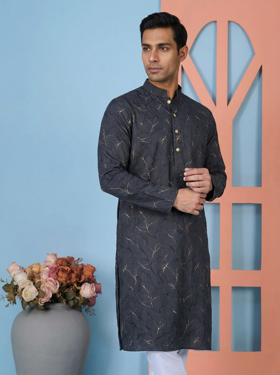 Printed 100% Soft Cotton Panjabi। প্রিন্টেড ১০০% সফট কটন পাঞ্জাবি - Image 2