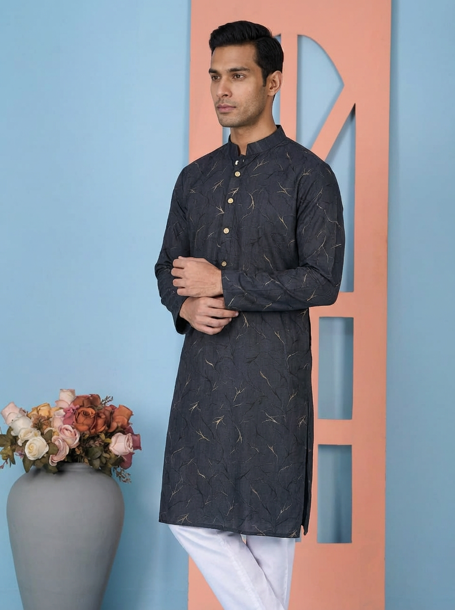 Printed 100% Soft Cotton Panjabi। প্রিন্টেড ১০০% সফট কটন পাঞ্জাবি - Image 3